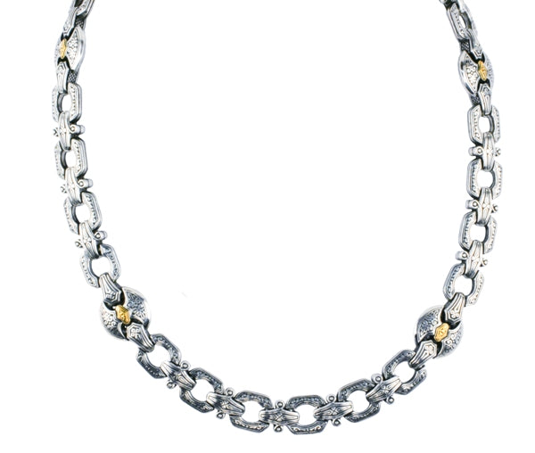 KONSTANTINO STERLING SILVER & 18K GOLD LINK NECK FROM THE SILVER & GOLD COLLECTION