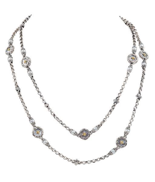 KONSTANTINO STERLING SILVER & 18K GOLD NECKLACE MOTHER OF PEARL PEARL FROM THE HESTIA COLLECTION