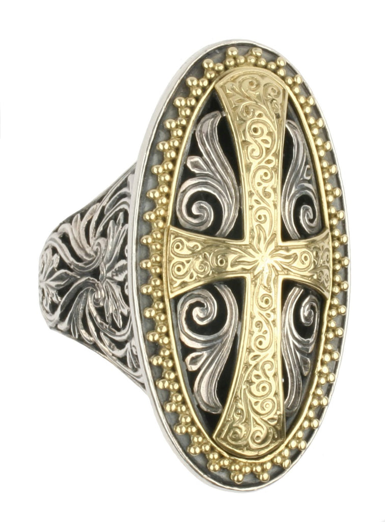 KONSTANTINO STERLING SILVER AND 18K YELLOW GOLD CROSS RING FROM THE SI —  MulloysJewelry