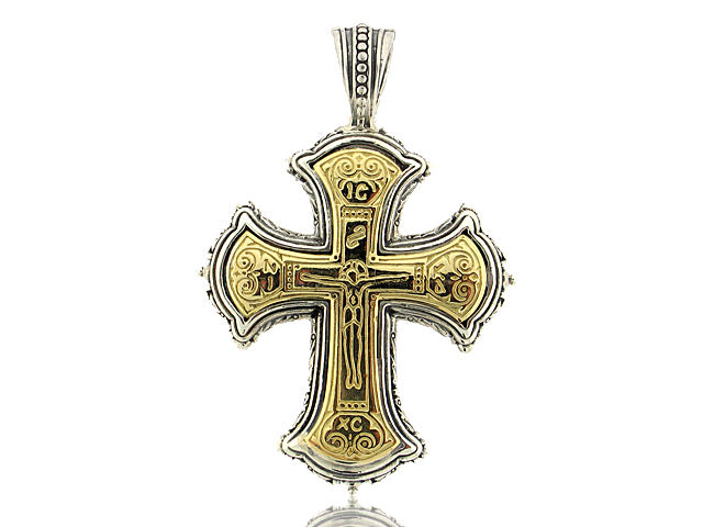 KONSTANTINO STERLING SILVER AND 18K YELLOW GOLD CROSS PENDANT FROM THE  SILVER AND GOLD COLLECTION