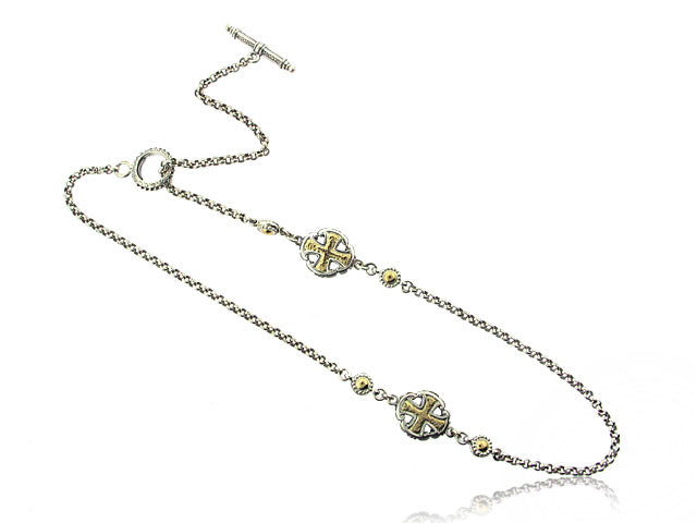 KONSTANTINO STERLING SILVER AND 18K YELLOW GOLD CROSS LINK NECKLACE FROM THE ASPASIA SILVER AND GOLD COLLECTION