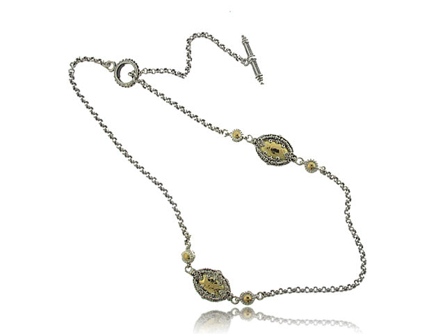 KONSTANTINO STERLING SILVER AND 18K YELLOW GOLD HAMMERED NECKLACE FROM THE ASPASIA SILVER AND GOLD COLLECTION