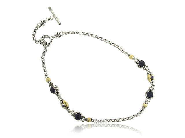 KONSTANTINO STERLING SILVER, 18K YELLOW GOLD AND IOLITE NECKLACE FROM THE ASPASIA COLOR COLLECTION