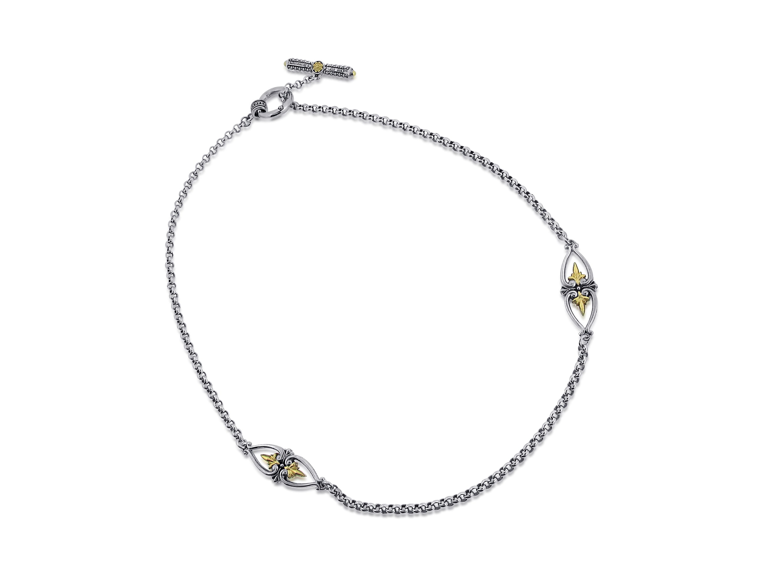 KONSTANTINO STERLING SILVER AND 18K YELLOW GOLD NECKLACE FROM THE SILVER  AND GIOLD COLLECTION