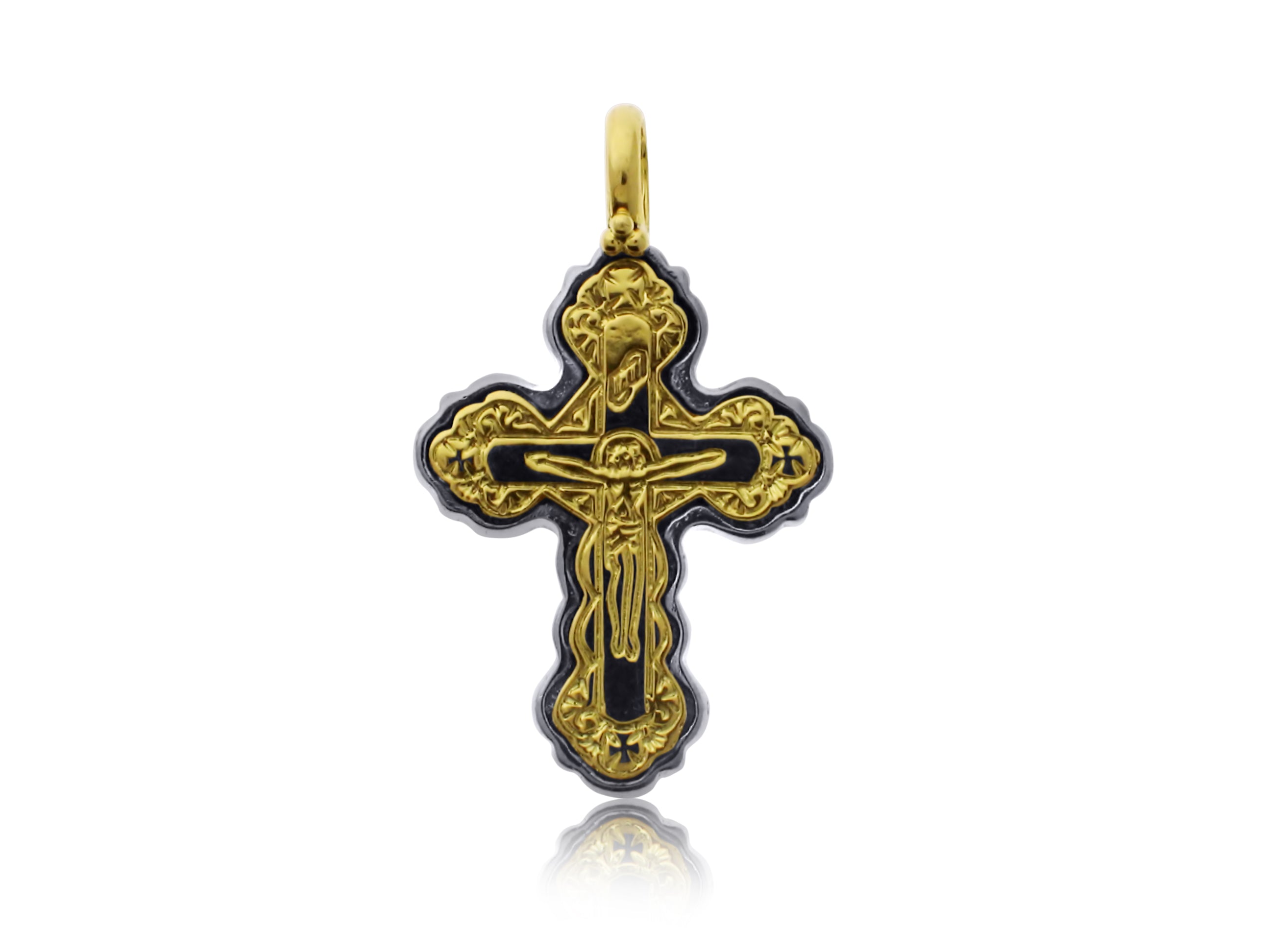 KONSTANTINO STERLING SILVER AND 18K YELLOW GOLD CROSS PENDANT FROM THE SILVER AND GOLD COLLECTION