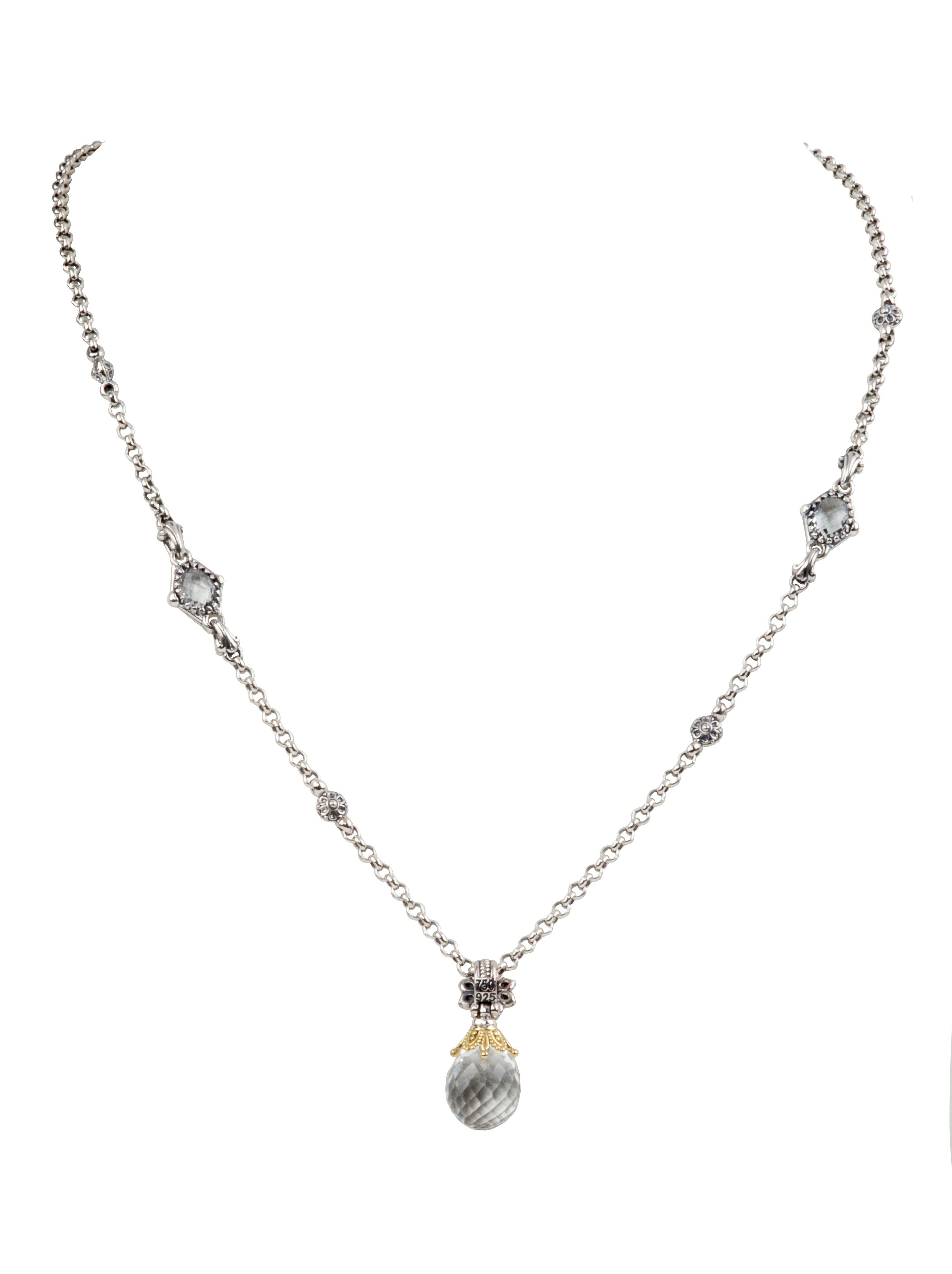 KONSTANTINO STERLING SILVER AND 18K YELLOW GOLD CRYSTAL AND CORUNDUM NECKLACE FROM THE PYTHIA COLLECTION