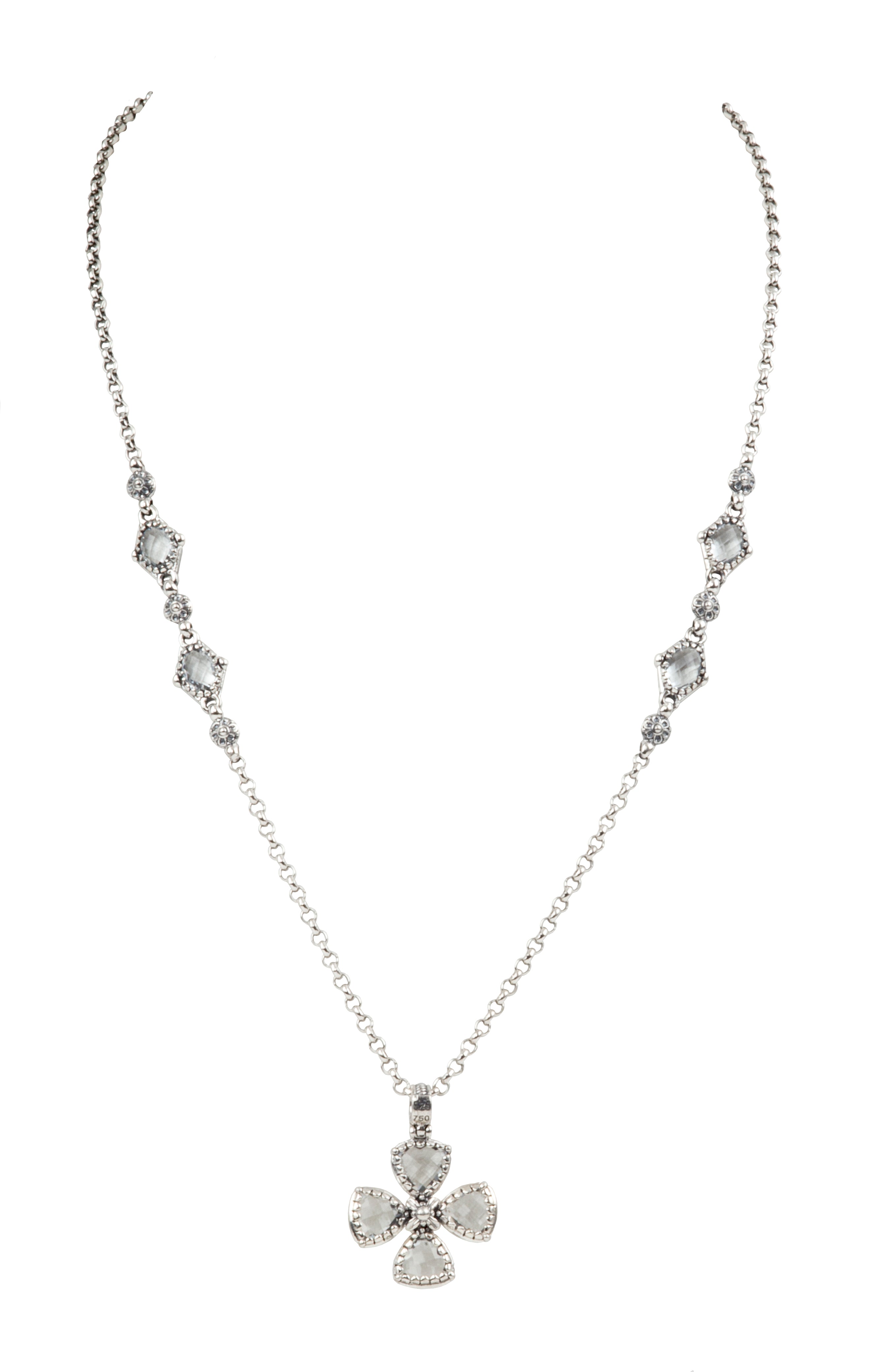 KONSTANTINO STERLING SILVER AND 18K YELLOW GOLD CRYSTAL  NECKLACE FROM THE PYTHIA COLLECTION