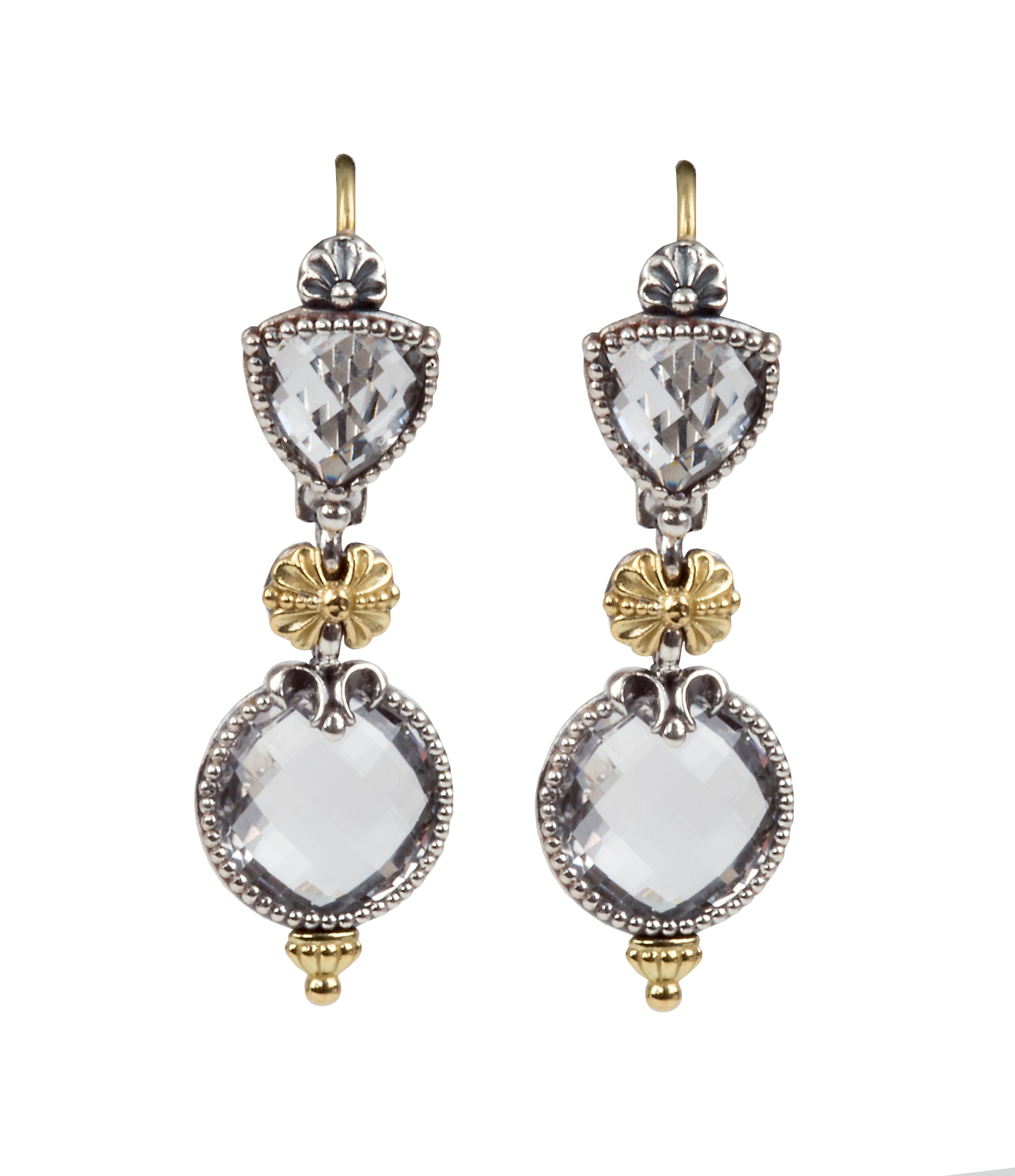 KONSTANTINO STERLING SILVER AND 18K YELLOW GOLD CRYSTAL EARRINGS FROM THE PYTHIA COLLECTION