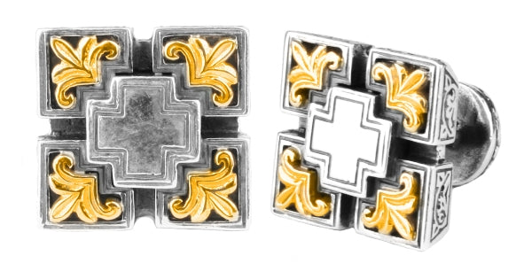 KONSTANTINO STERLING SILVER & 18K GOLD CUFFLINKS FROM THE SILVER & GOLD COLLECTION