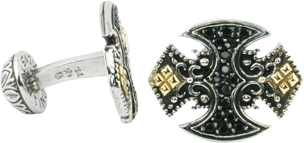 KONSTANTINO STERLING SILVER & 18K GOLD SPINEL CUFFLINKS FROM THE PLATO COLLECTION