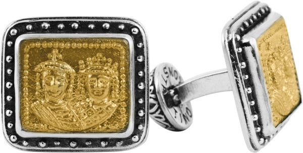 KONSTANTINO STERLING SILVER & BRONZE CUFFLINKS FROM THE BYZANTIUM COLLECTION