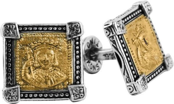 KONSTANTINO STERLING SILVER & BRONZE CUFFLINKS FROM THE BYZANTIUM COLLECTION