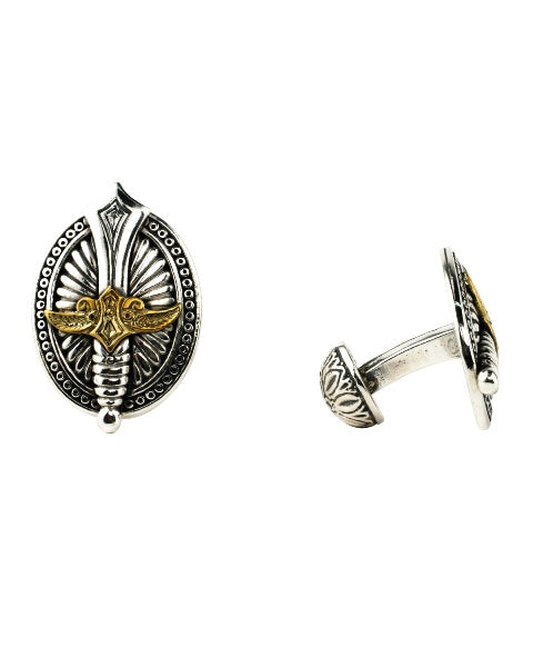 KONSTANTINO STERLING SILVER & BRONZE SWORD CUFFLINKS FROM THE MYRMIDONES COLLECTION