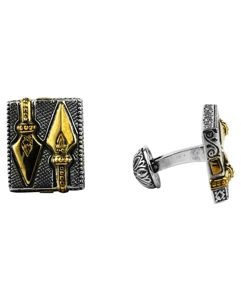 KONSTANTINO STERLING SILVER & BRONZE DAGGER CUFFLINKS FROM THE MYRMIDONES COLLECTION