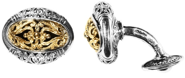 KONSTANTINO STERLING SILVER & 18K GOLD CUFFLINKS FROM THE SILVER & GOLD COLLECTION