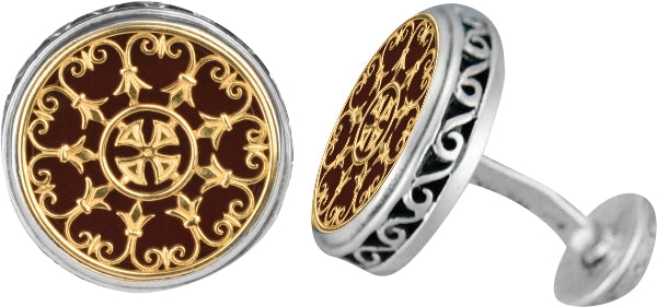 KONSTANTINO STERLING SILVER & 18K GOLD MOTHER OF PEARL-117 (OTHER STONE CHOICES AVAILABLE) CUFFLINKS