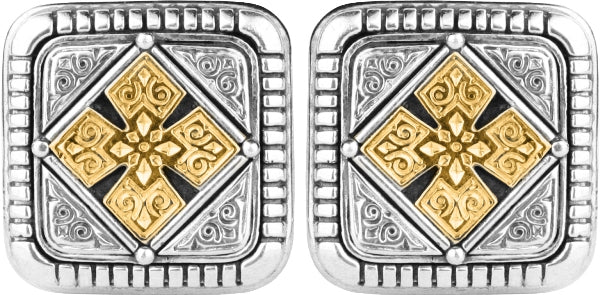 KONSTANTINO STERLING SILVER & 18K GOLD CUFFLINKS FROM THE SILVER & GOLD COLLECTION