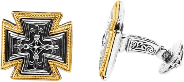 KONSTANTINO STERLING SILVER & 18K GOLD CUFFLINKS FROM THE SILVER & GOLD COLLECTION