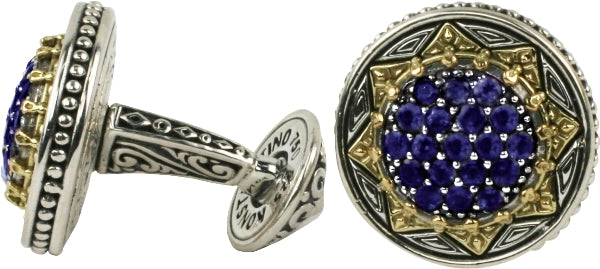 KONSTANTINO STERLING SILVER & 18K GOLD IOLITE CUFFLINKS FROM THE TUXEDO STUD SETS COLLECTION