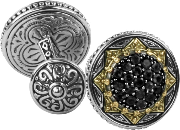 KONSTANTINO STERLING SILVER & 18K GOLD BLACK DIAMOND (OTHER STONE CHOICES AVAILABLE) CUFFLINKS FROM