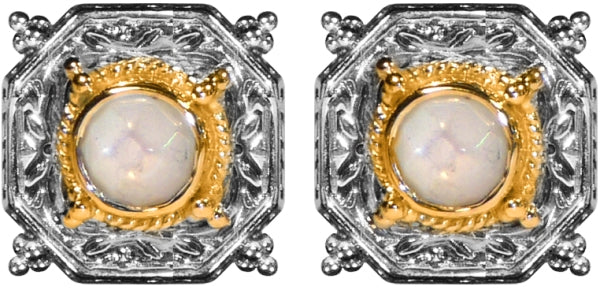 KONSTANTINO STERLING SILVER & 18K GOLD MOTHER OF PEARL CUFFLINKS FROM THE TUXEDO STUD SETS COLLECTIO