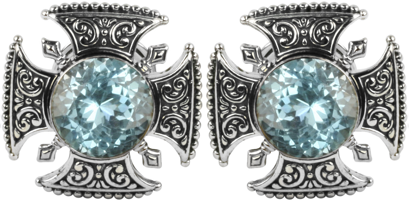 KONSTANTINO STERLING SILVER BLACK DIAMOND PAVE-110 (OTHER STONE CHOICES AVAILABLE) CUFFLINKS  FROM T