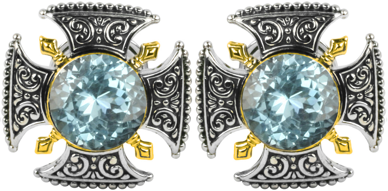 KONSTANTINO STERLING SILVER & 18K GOLD WHITE DIAMOND (OTHER STONE CHOICES AVAILABLE) CUFFLINKS FROM