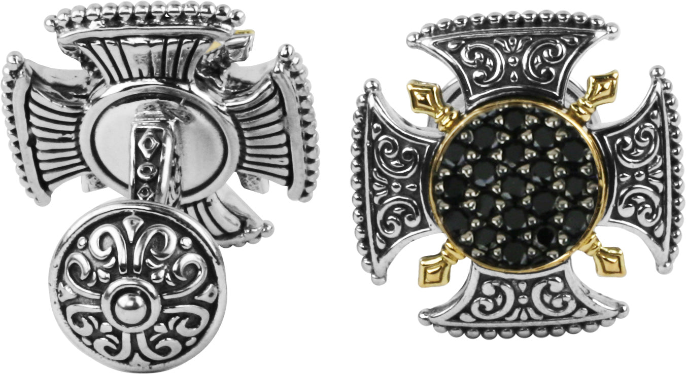 KONSTANTINO STERLING SILVER & 18K GOLD WHITE DIAMOND (OTHER STONE CHOICES AVAILABLE) CUFFLINKS FROM