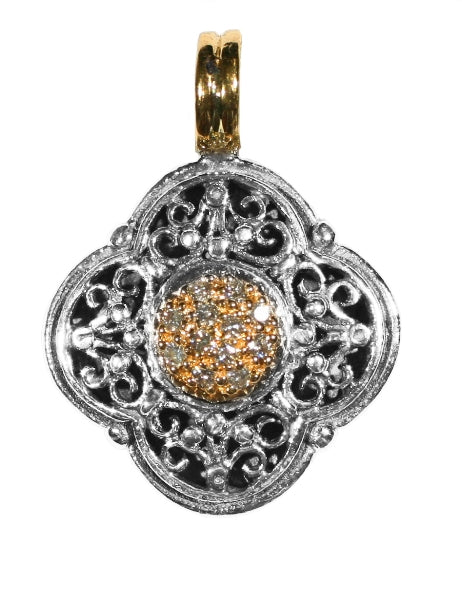 KONSTANTINO STERLING SILVER & 18K GOLD DIAMOND (0.12CT +/-) PENDANT FROM THE DIAMOND CLASSICS COLLEC