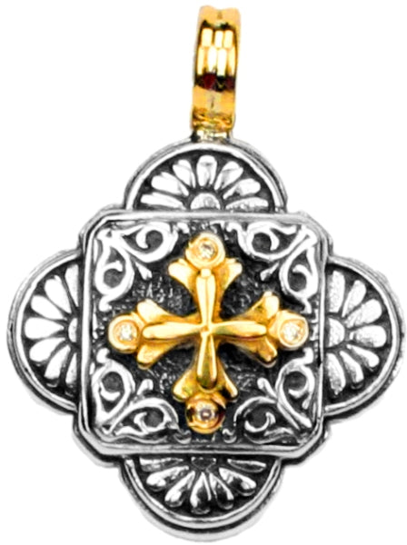 KONSTANTINO STERLING SILVER & 18K GOLD DIAMOND (0.02CT +/-) PENDANT FROM THE DIAMOND CLASSICS COLLEC