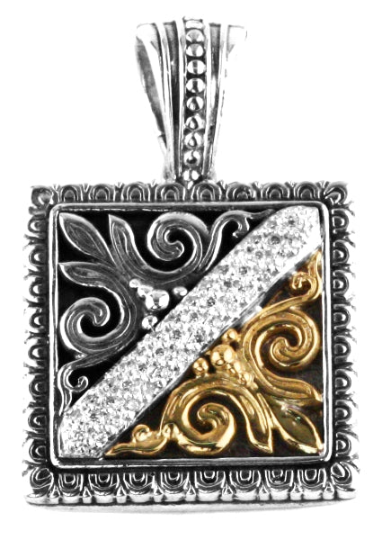 KONSTANTINO STERLING SILVER & 18K GOLD DIAMOND (0.32CT +/-) PENDANT FROM THE DIAMOND CLASSICS COLLEC