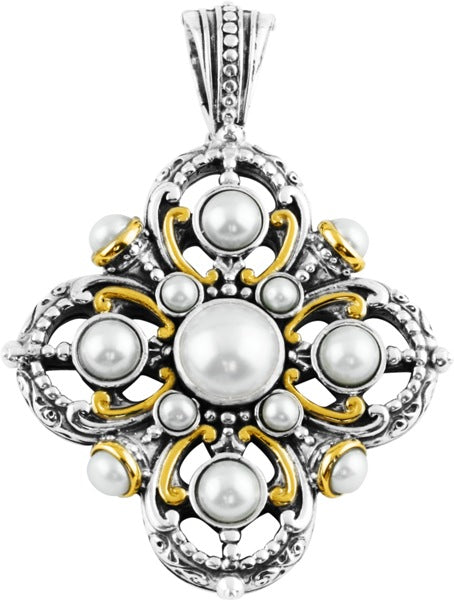 KONSTANTINO STERLING SILVER &18K GOLD PEARL PENDANT FROM THE KASSANDRA COLLECTION