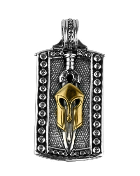 KONSTANTINO STERLING SILVER & BRONZE HELMUT PENDANT FROM THE MYRMIDONES COLLECTION