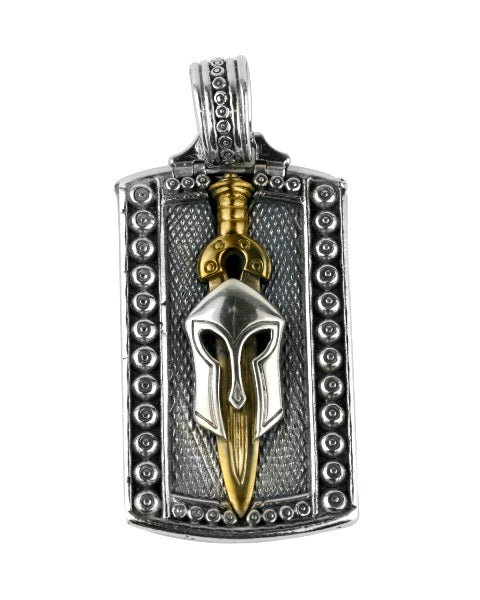 KONSTANTINO STERLING SILVER & BRONZE HELMUT PENDANT FROM THE MYRMIDONES COLLECTION