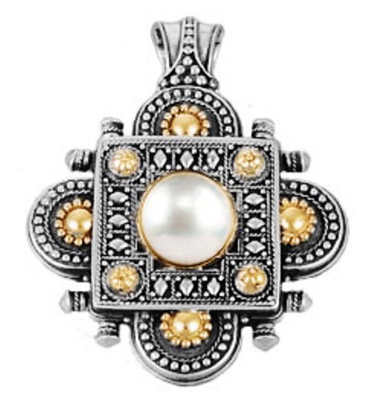 KONSTANTINO STERLING SILVER & 18K GOLD PEARL PENDANT FROM THE PEARL CLASSICS COLLECTION