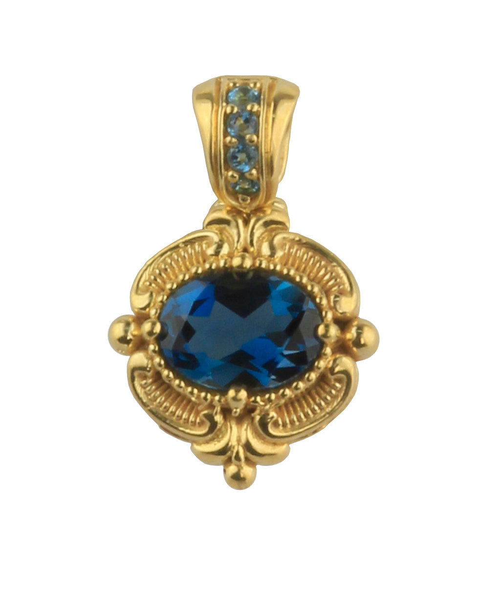 KONSTANTINO 18KT GOLD (2.95GR +/-)  LONDON BLUE TOPAZ (1.7CT +/-) PENDANT FROM THE FLAMENCO GOLD  CO