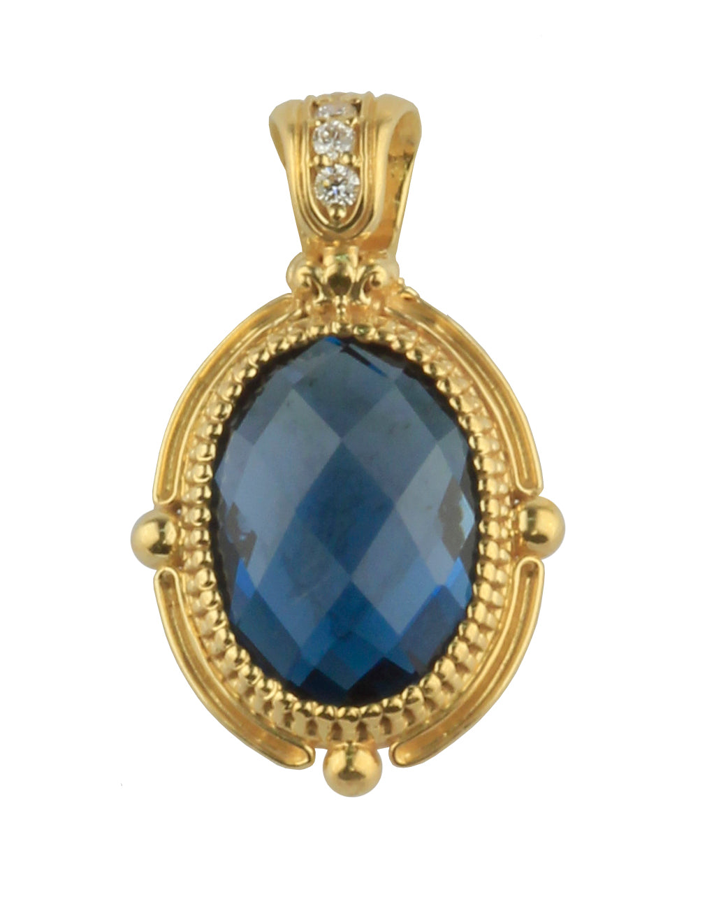 KONSTANTINO 18KT GOLD (2.7GR +/-) LONDON BLUE TOPAZ (7.0CT +/-) (OTHER STONE CHOICES AVAILABLE) PEND