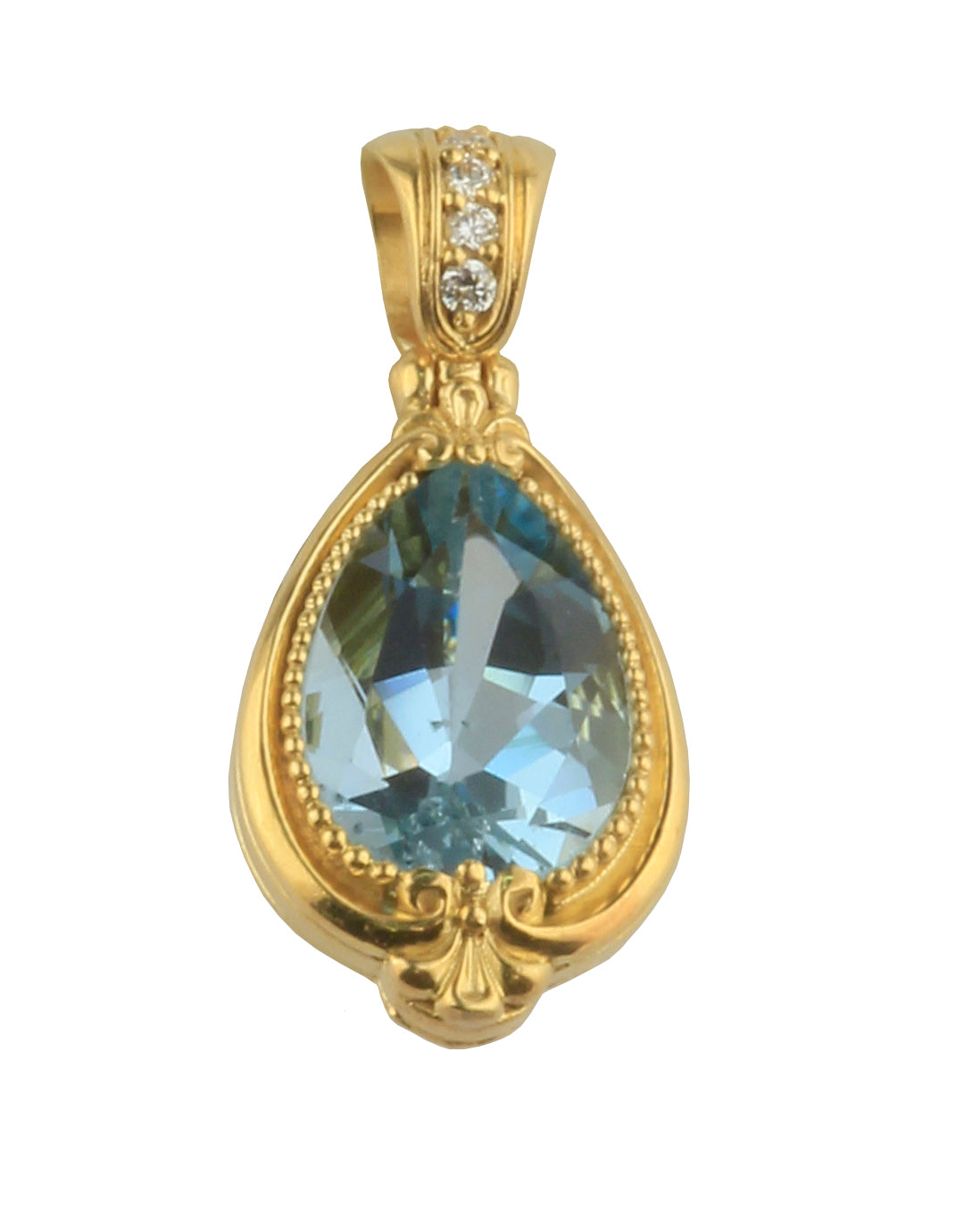 KONSTANTINO 18KT GOLD (3.4GR +/-) AQUA (3.5CT +/-) (OTHER STONE CHOICES AVAILABLE) PENDANT FROM THE