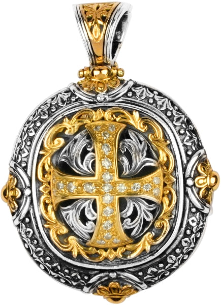 KONSTANTINO STERLING SILVER & 18K GOLD DIAMOND (0.28CT +/-) PENDANT FROM THE DIAMOND CLASSICS COLLEC