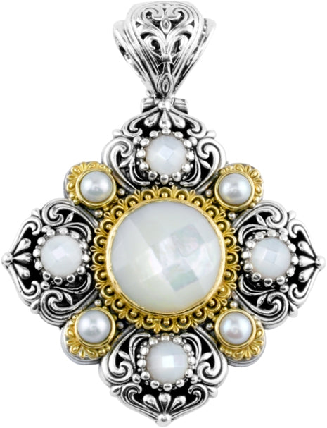 KONSTANTINO STERLING SILVER & 18K GOLD MOTHER OF PEARLPENDANT  FROM THE SELENA COLLECTION