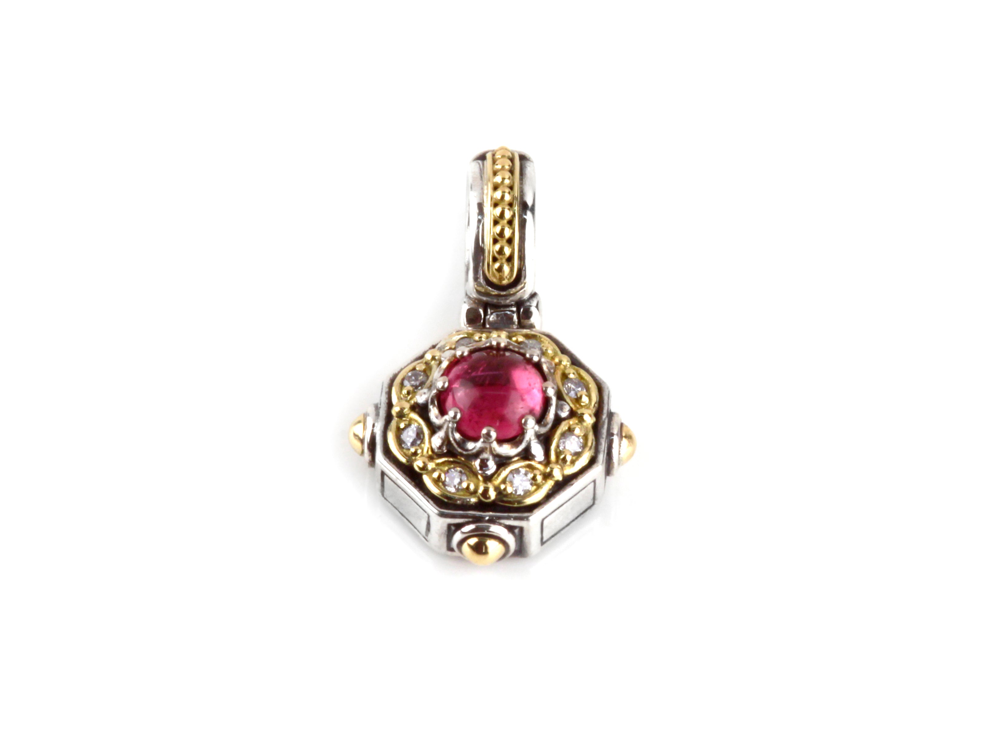 KONSTANTINO STERLING SILVER & 18K GOLD PINK TOUR. & DIAMOND (OTHER STONE CHOICES AVAILABLE) SMALL OR