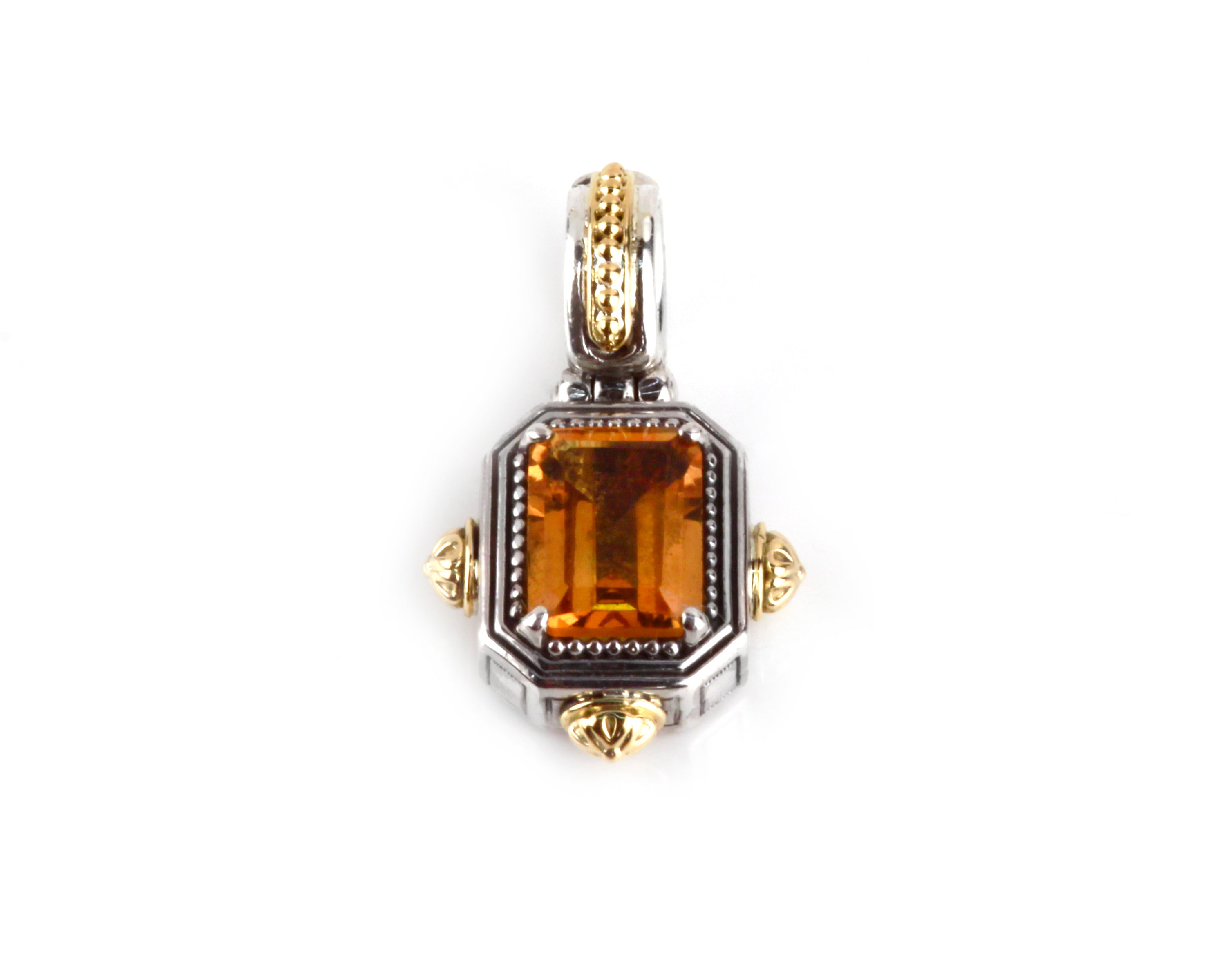 KONSTANTINO STERLING SILVER & 18K GOLD CITRINE(OTHER STONE CHOICES AVAILABLE)  RECTANGLE STONE PENDA