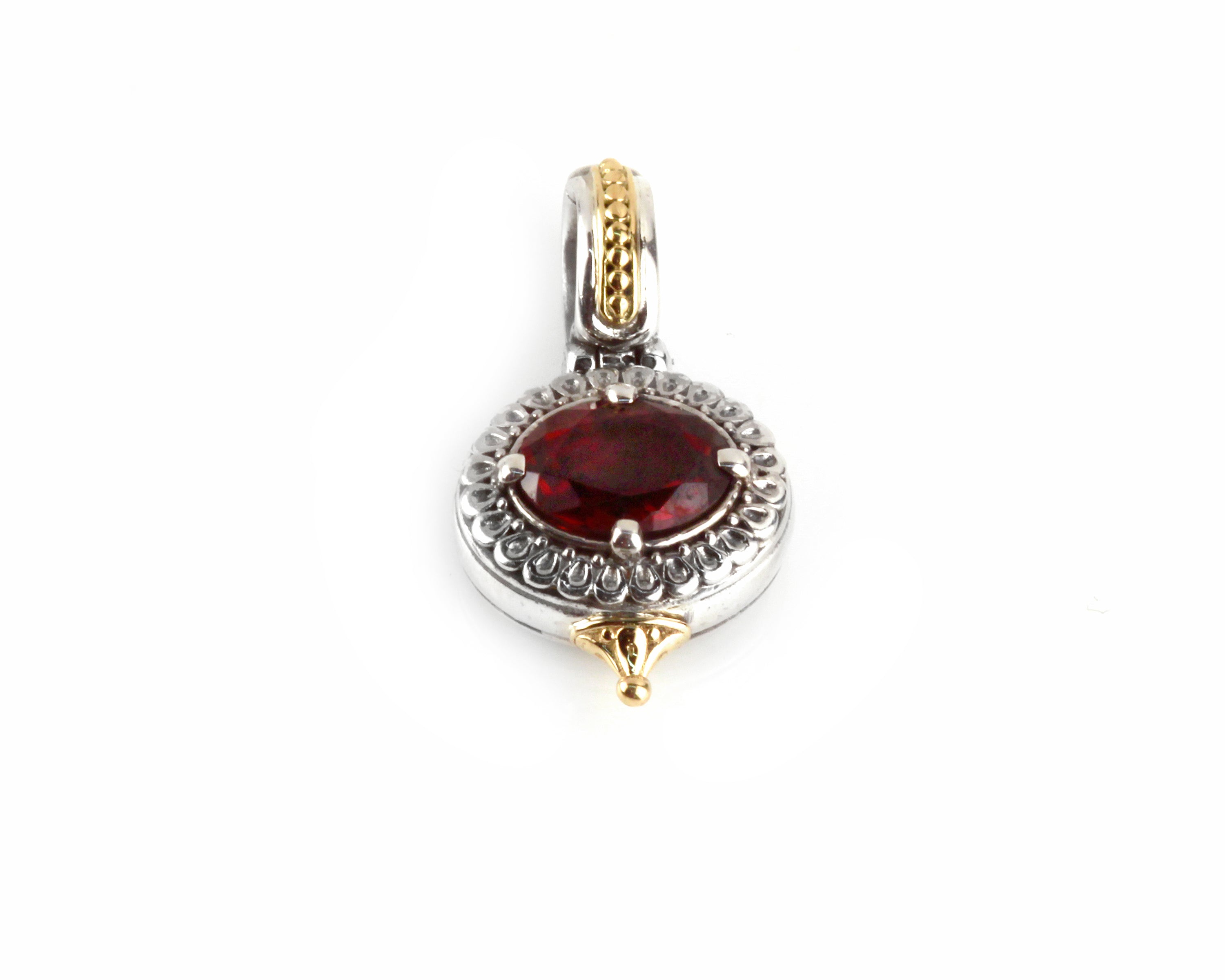 KONSTANTINO STERLING SILVER & 18K GOLD GARNET (OTHER STONE CHOICES AVAILABLE) OVAL PENDANT FROM THE