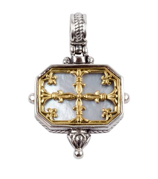 KONSTANTINO STERLING SILVER & 18K GOLD PENDANT MOTHER OF PEARL FROM THE HESTIA COLLECTION