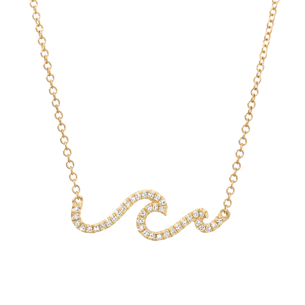 14KY GOLD & DIAMOND WAVE NECKLACE