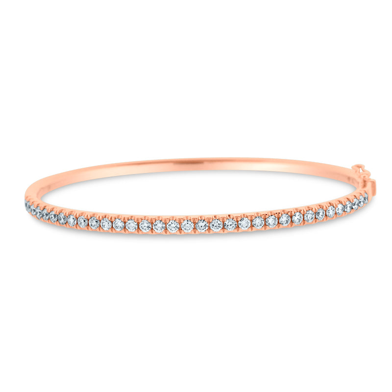 PRIVE' 18K ROSE GOLD 1.26CT PAVE SET DIAMOND HINGED BANGLE