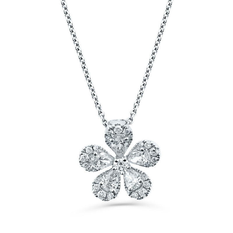 PRIVE' 18K WHITE GOLD & 0.60CT DIAMOND FLORAL PENDANT