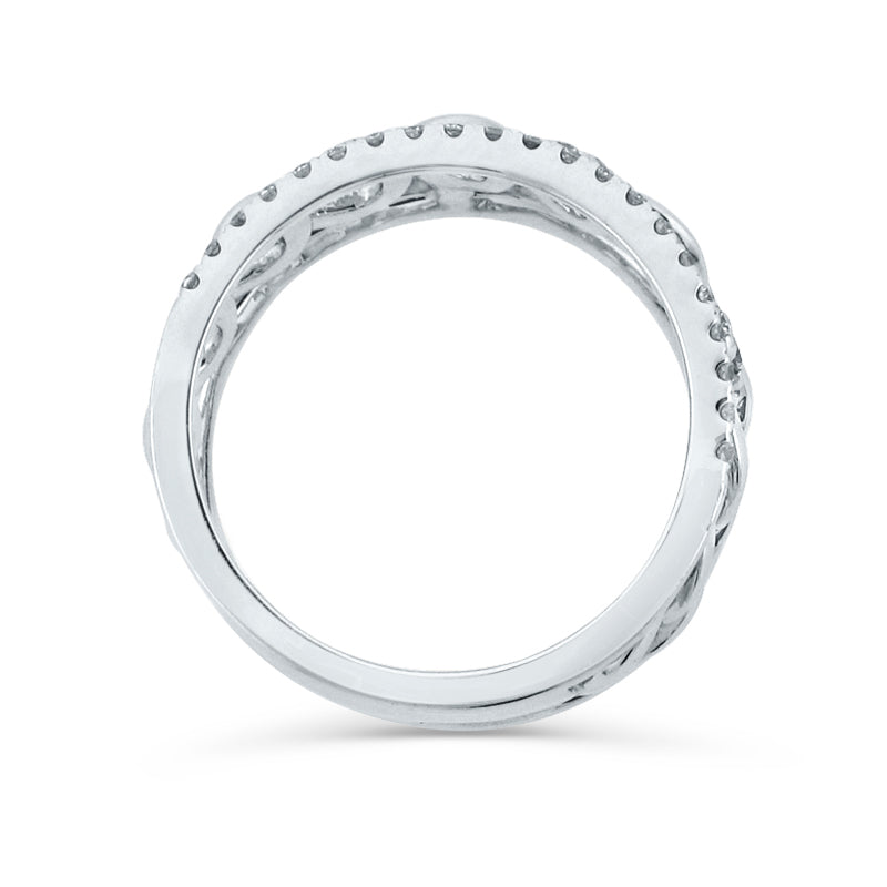 PRIVE'18K WHITE GOLD & 0.56CTPAVE SET FASHION RING