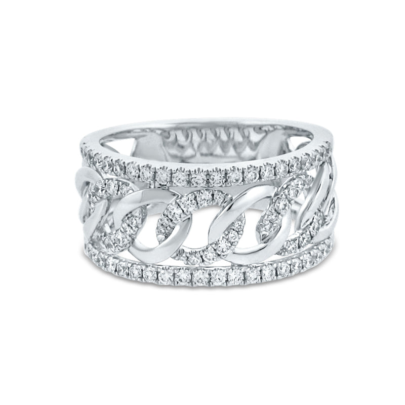 PRIVE'18K WHITE GOLD & 0.56CTPAVE SET FASHION RING