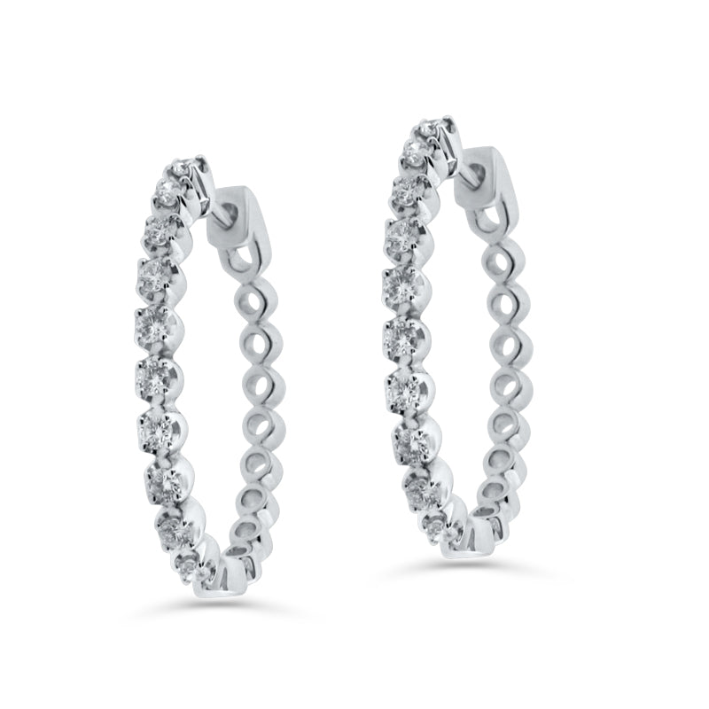 PRIVE' 18K WHITE GOLD 0.55CT DIAMOND HOOP EARRINGS